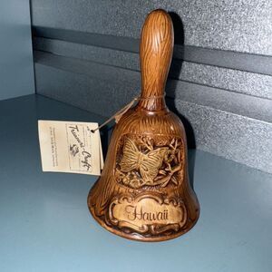 Vintage Treasure Craft Hawaii Souvenir Ceramic Bell Butterfly Design w/ Tag